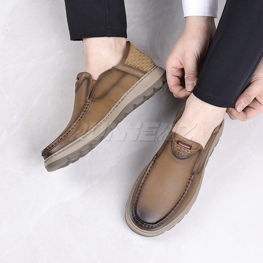 Executive Hands-Free Slip-On Leather Business Shoes for Men in Pakistan | SKU-T-7816