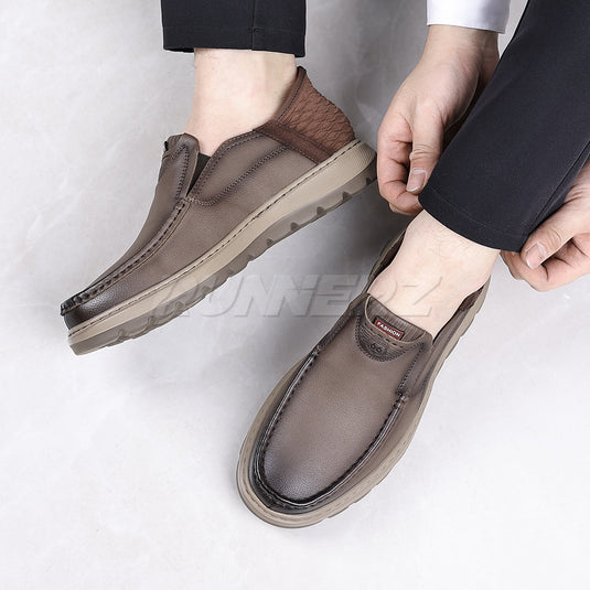 Executive Hands-Free Slip-On Leather Business Shoes for Men in Pakistan | SKU-T-7816