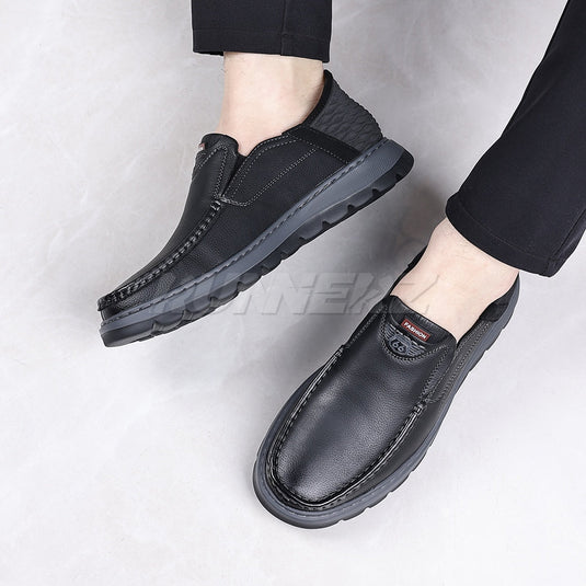 Executive Hands-Free Slip-On Leather Business Shoes for Men in Pakistan | SKU-T-7816