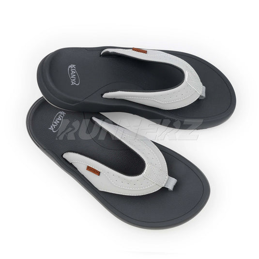 KIANYA Men's High-Quality Leather Flip Flops with Medicated Cushioning - Made in Thailand - JY2024-1